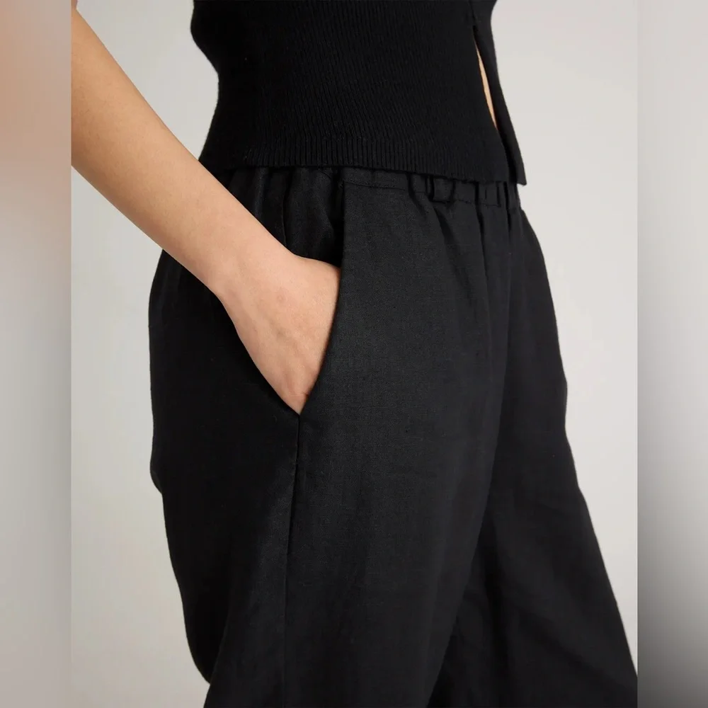 Quince 100% European Linen Black Pants Size Small